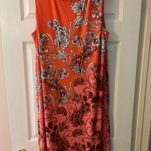 Chico's Orange Sheath Dress Sleeveless Scoop Neck Midi